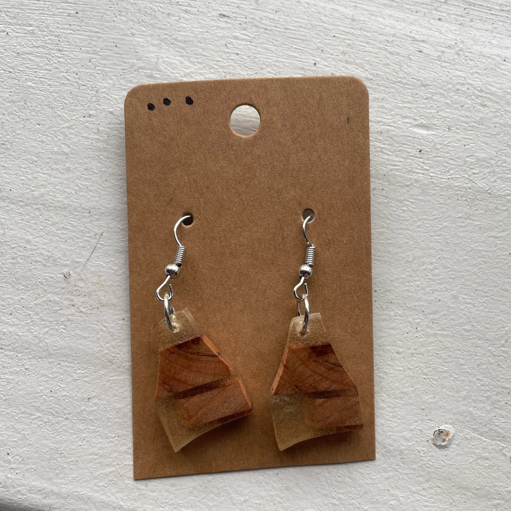 Handcrafted Wooden and Resin Earrings